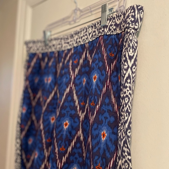 Anthropologie Vale Blue Aztec Geometric Wide Leg Pull On Pant Size Extra Large - Picture 5 of 13